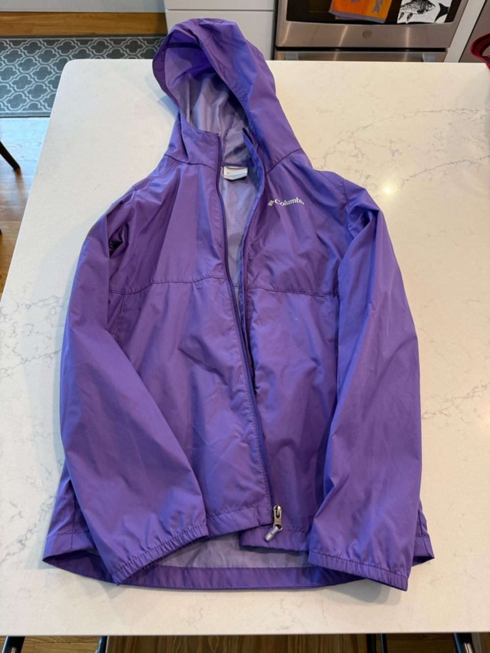 Columbia Purple Hooded Kids Raincoat